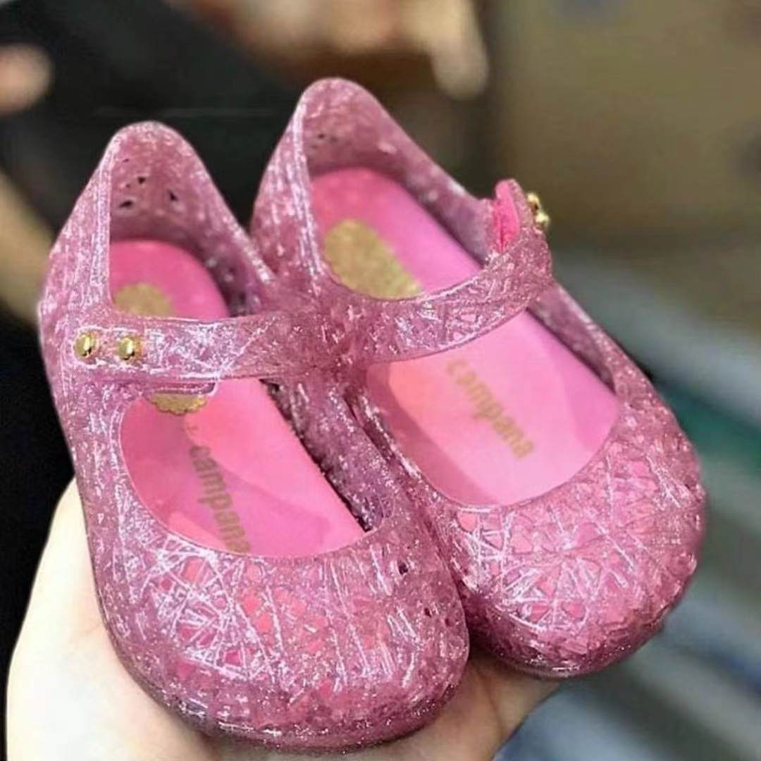 Scarpe da principessa Melissa brasiliane Sandali da ragazza in gelatina con fondo morbido e profumato, fiocco per bambini, nido d'uccello, estivi_voghion.com