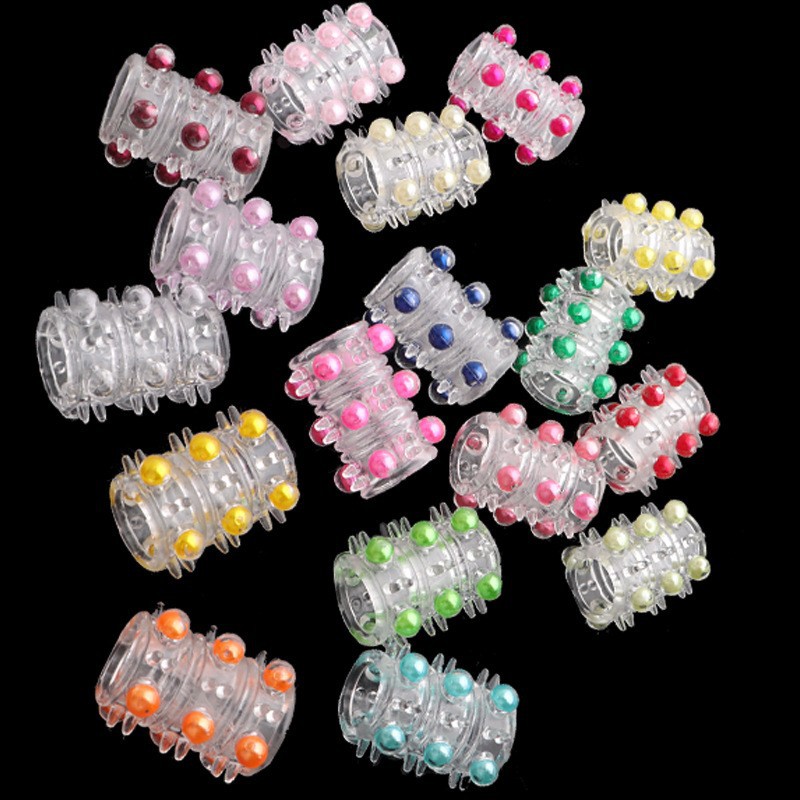 Textured TPE Penis Sleeve with Locking Ring, Large Bumps and Beads, Random Color — detail image 6