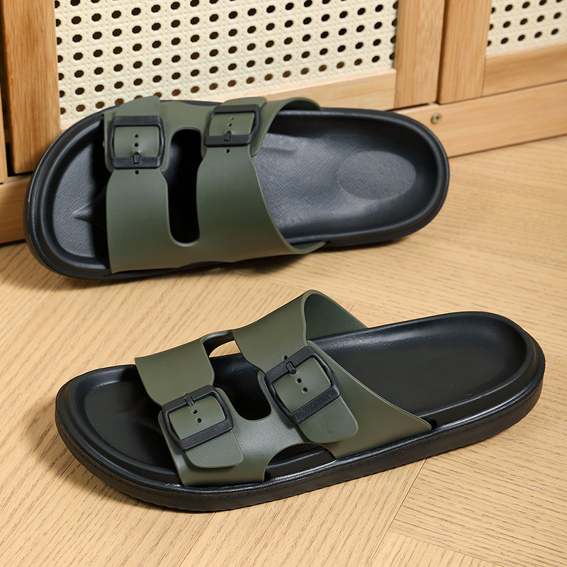 [Fabricante de origen] Nuevos zapatos de hombre de PVC Birken, zapatillas de una palabra, sandalias planas y zapatillas de todo fósforo de moda, zapatos de playa