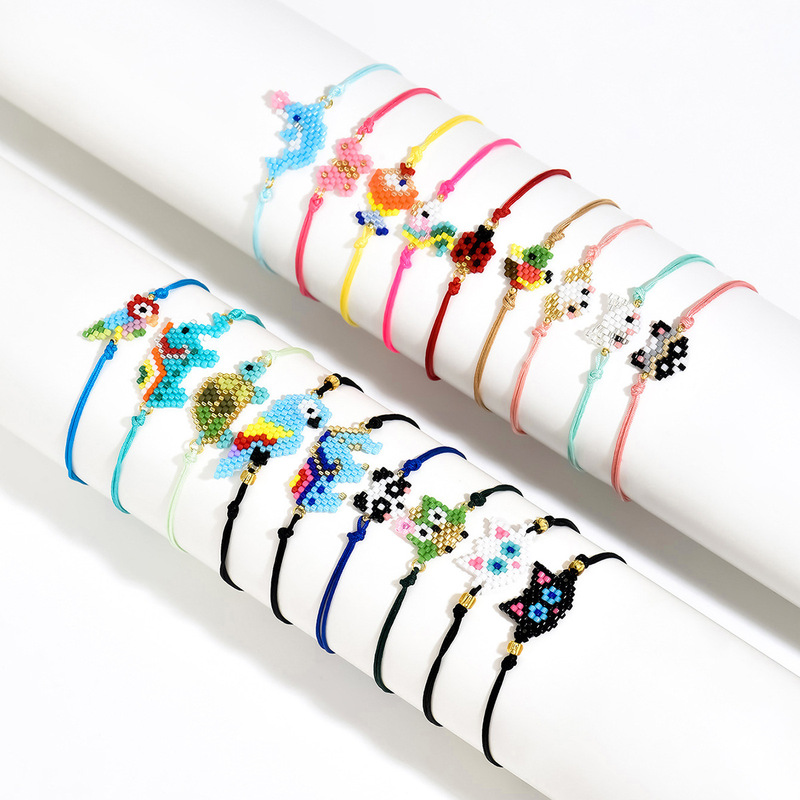 New Miyuki Antique Beads Handmade Non-Fading Cute Animal Bracelet with Puppies and Dolphins, Versatile and Fashionable