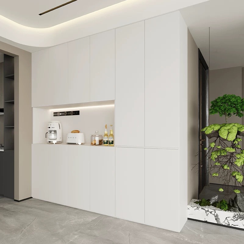 Minimalist Enf-Grade Solid Wood Sideboard with 18mm Thick Panels, Integrated Wall-Mounted Living Room Storage Cabinet, Tea and Wine Cabinet, Storage Cabinet