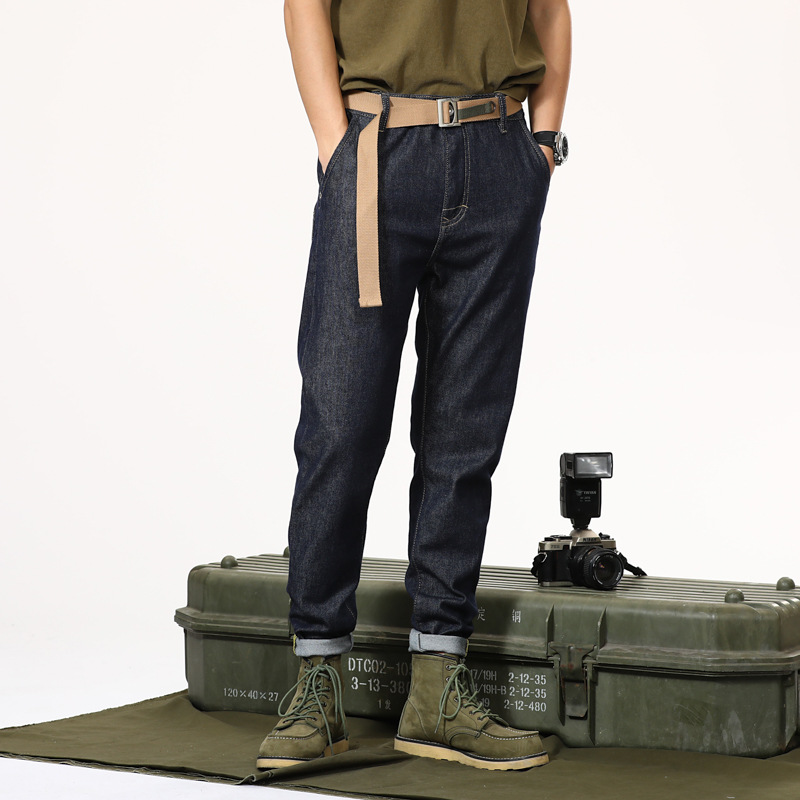 Pantaloni papà in denim elastico marchio trendy moda uomo casual versatile tendenza retrò jeans Harlan stile Hong Kong uomo lungo_voghion.com