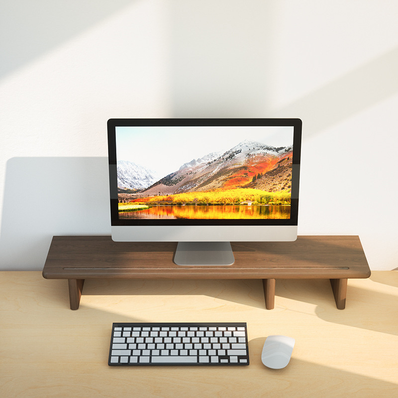 Black Walnut Monitor Base Lift Storage Solid Wood Table Raised Desktop Desktop Computer Display Elevated Rack