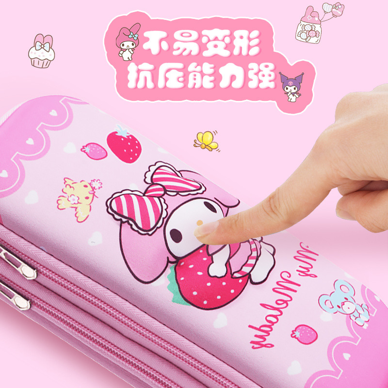 Nueva caja de lápiz de cremallera de doble capa para niños caja de papelería 3D para niños y niñas de gran capacidad de dibujos animados lindos bolsas de lápiz para estudiantes de primaria