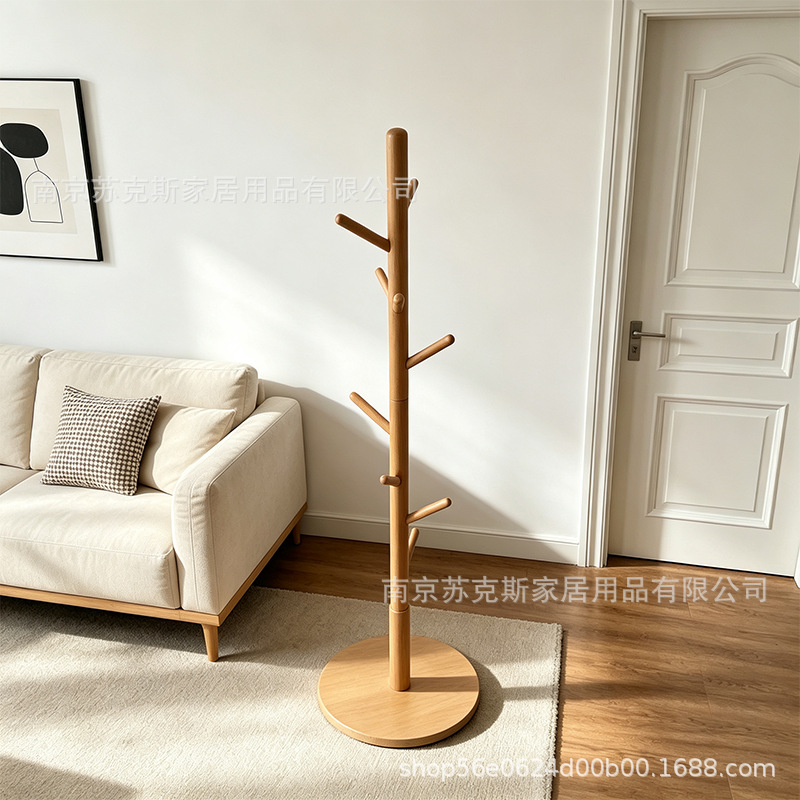 Cross-border factory direct sale solid wood coat rack for children's bedroom, simple freestanding floor-standing clothes rack for kindergarten
