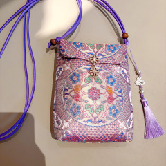 手作りの新しい中国風の錦織クロスボディ刺繍携帯電話バッグコインバッグ 2025 新しいスタイル