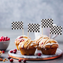 黑白格跑车旗帜汽车小旗子赛车旗儿童生日蛋糕装饰摆件插牌插件