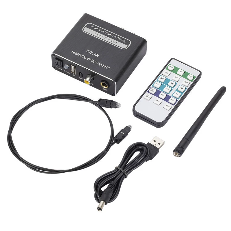 Digital transfer simulation optical fiber coaxial coaxial digital rotation simulation USB 5.0 Bluetooth receiver microphone with remote control