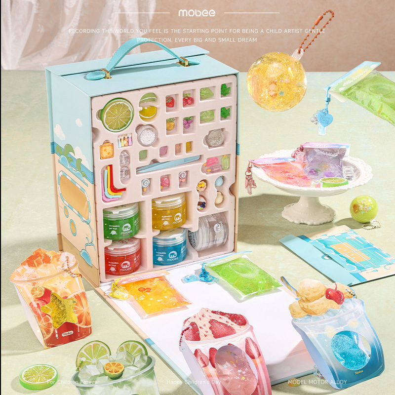 Mobee slime cristal lama antiaderente conjunto de mão cola espumante para pinçar cola de bolha faça você mesmo.