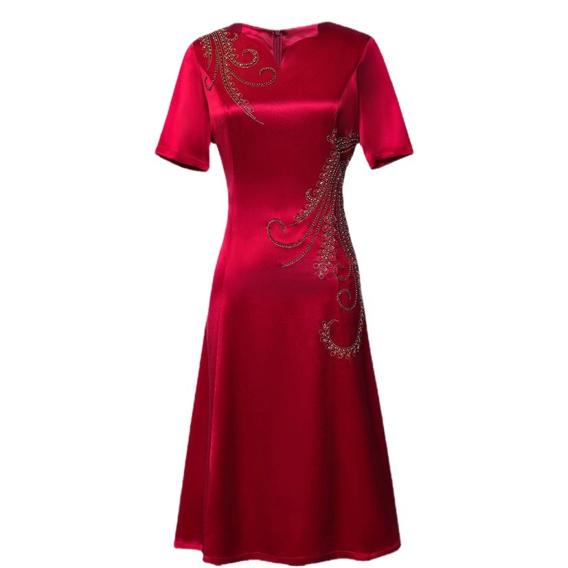 Свадебное платье для молодой мамы из ацетата, чонсам 2025, новый стиль, улучшенное платье для свадебного банкета для свекрови