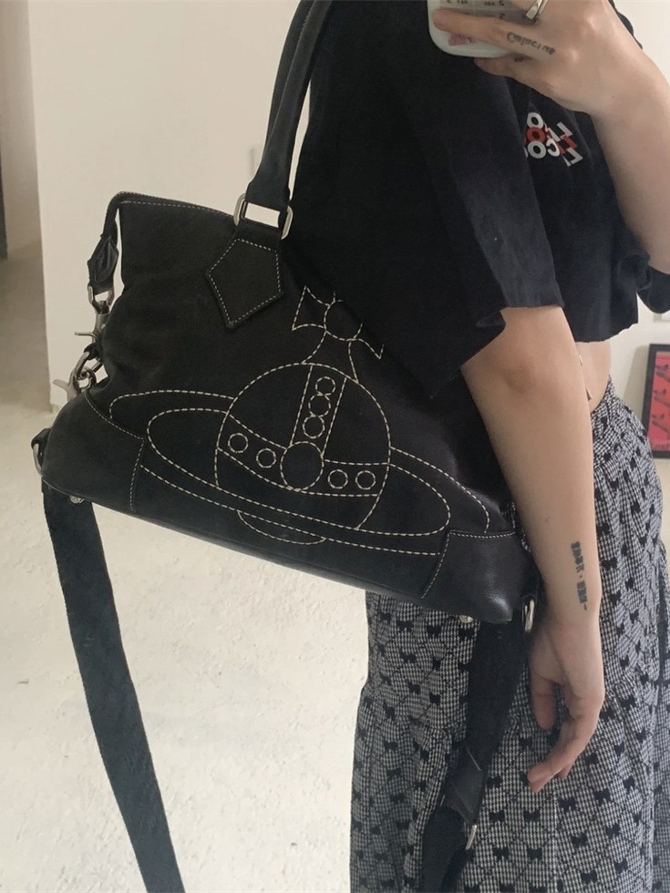 Guangzhou High Version Empress of the West Vintage Tote Bag Embroidery Saturn Motorcycle Bag Large Capacity Shoulder Crossbody Bag for Women