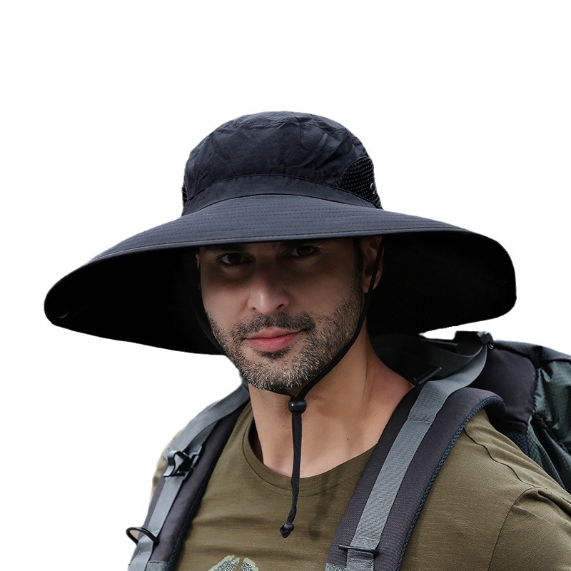 Cappello da pescatore estivo da uomo, ad asciugatura rapida, traspirante, a tesa larga, parasole, protezione solare UV, da montagna_voghion.com