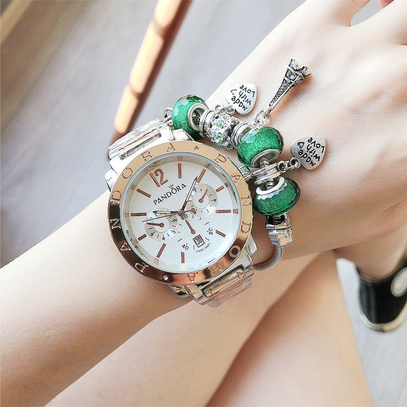 Wholesale Cross-Border Fashion Men's Watch with Fake Three-Eye Calendar, Casual Bracelet Bangle Watch, Women's Watch