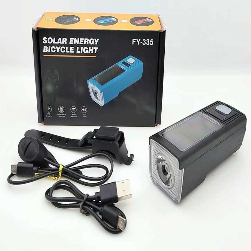 Bocina de bicicleta recargable solar faro luz nocturna para ciclismo de montaña linterna accesorios de bicicleta equipo de ciclismo