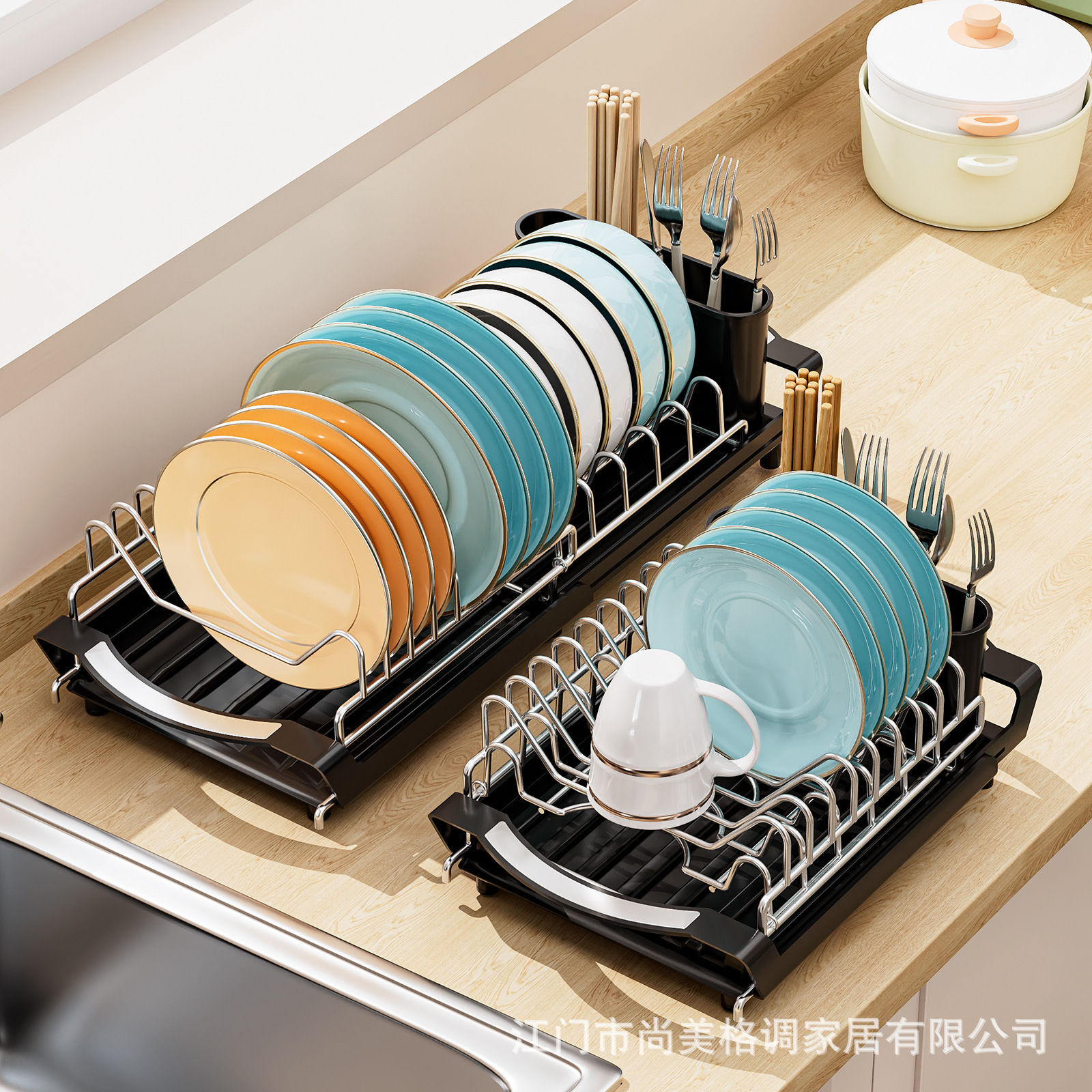 Cross-Border Amazon Retractable Dish Drain Rack Kitchen Knife, Fork and Chopstick Storage Rack Sink Side Narrow Dish Rack
