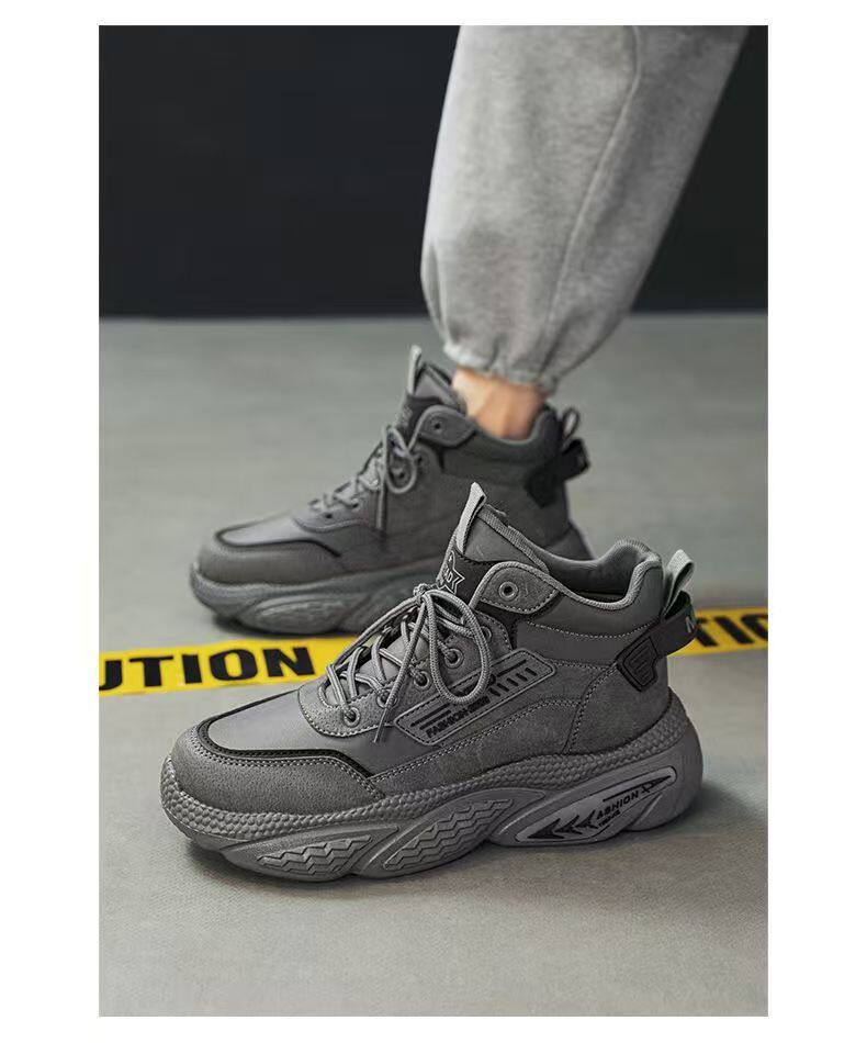 Giày bốt Martin nam cổ cao phong cách retro, đế cao 3 cm, buộc dây phía trước — K807 Kaki, K807 màu xám, K807 màu đen chi tiết 14