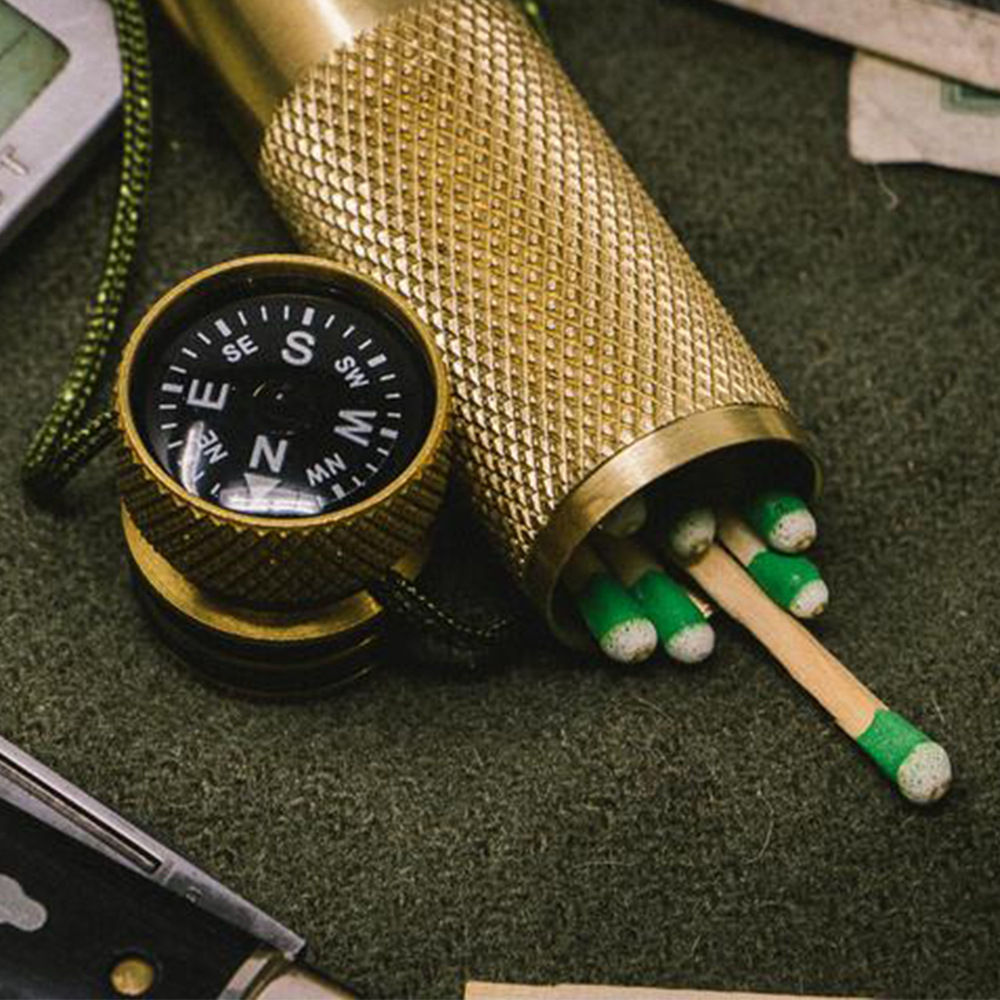 EDC多功能纯铜防水仓内置指南针户外收纳盒药瓶火柴盒迷你
