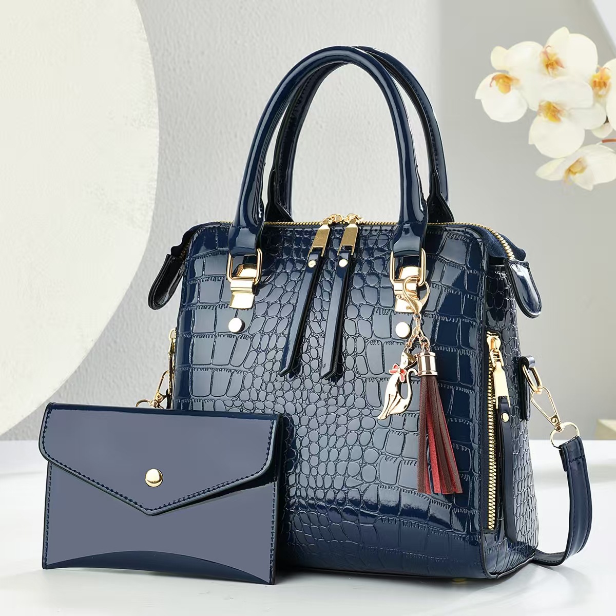 2025 nuevo cocodrilo bolso de mano de mujer bolso de dos piezas transfronterizos bolso de hombro bolso de mano