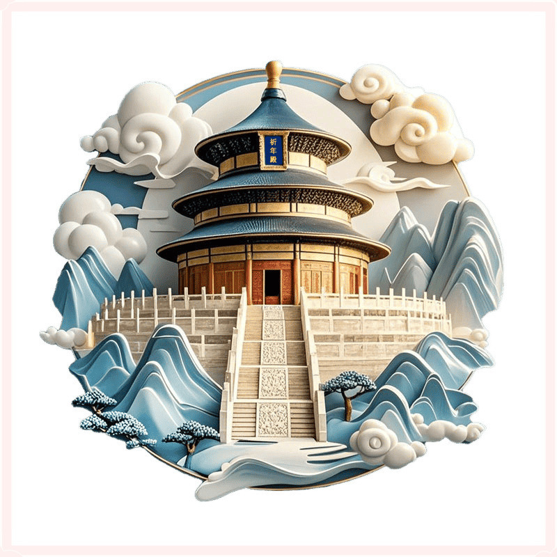 北京特色天坛地标建筑文创金属磁性冰箱贴国博旅游纪念品创意磁吸|undefined