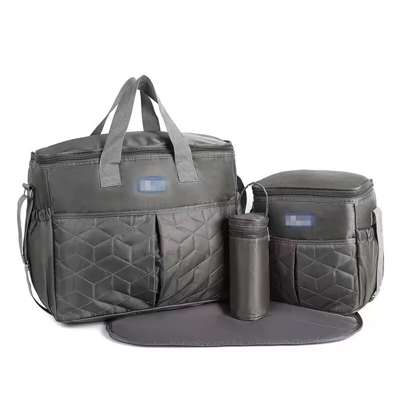 Fashionable Nylon Quilted Large-Capacity Mommy Bag Four-Piece Set Multi-Functional Cross-Body Shoulder Mother and Baby Bag Portable Diaper Bag Fashionable Nylon Quilted Large-Capacity Mommy Bag Four-Piece Set Multi-Functional Cross-Body Shoulder Mother and Baby Bag Portable Diaper Bag
