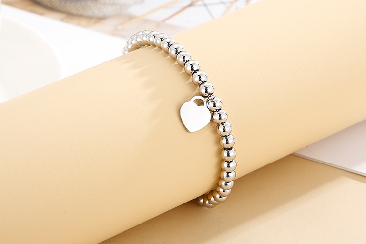 Stainless Steel Beaded Heart Shape Pendant Bracelet Wholesale Jewelry Nihaojewelry display picture 12