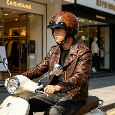 Cross-Border Hot Selling Leather Helmet Motosiklet kaskı (dəbilqə)