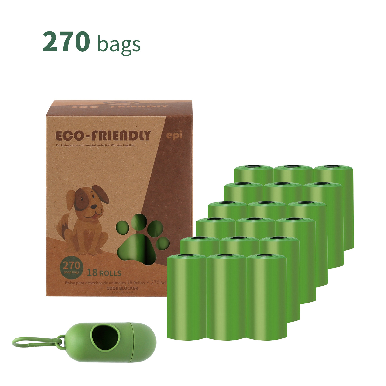 Transfronterizo en stock al por mayor 1,5 Bolsa de basura para mascotas de seda en caja bolsa de caca EPI bolsa de caca degradable bolsa de caca
