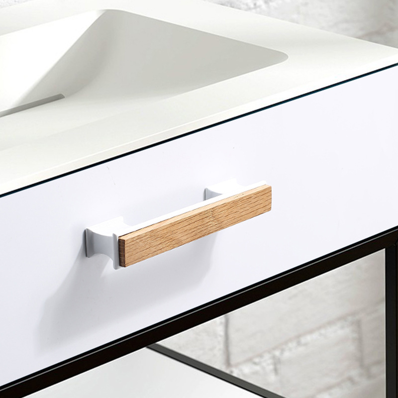 新中式原木風實木櫃門拉手黑胡桃木現代簡約木質衣櫃抽屜酒櫃把手