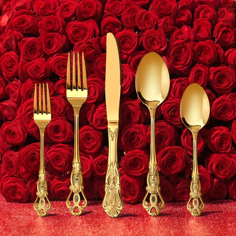 Factory Wholesale Royal Court Series Stainless Steel Knife, Fork and Spoon suit Gift Giving Restaurant Cross-border Amazon Hot Sale