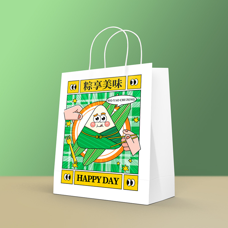 Dragon Boat Festival zongzi regalo Kraft bolsa de papel creativo bolsa de regalo snack embalaje bolsa de papel portátil en stock al por mayor