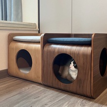 人猫共用猫咪窝边几茶几床头柜凳子家具高级实木质豪华家居猫屋