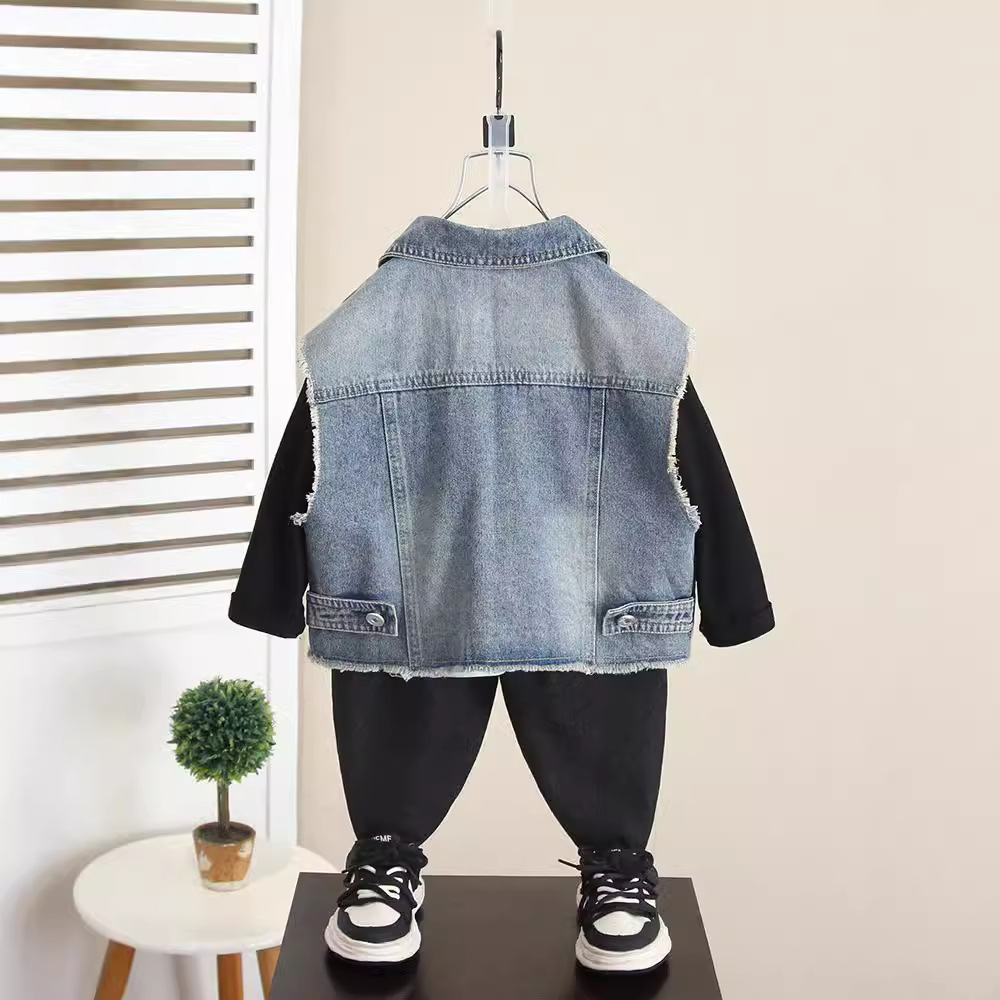 6261 Chaleco de mezclilla de primavera y otoño para niños Ropa exterior de chaleco de moda de otoño 2025 nuevo top de bebé