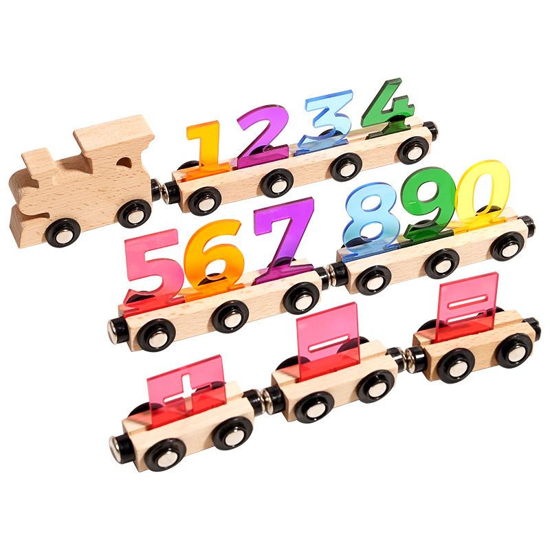 Weiweihu Educación temprana para niños Tren de luces y sombras de rompecabezas Madera magnética Juguetes de madera de haya ensamblados cognitivos para niños