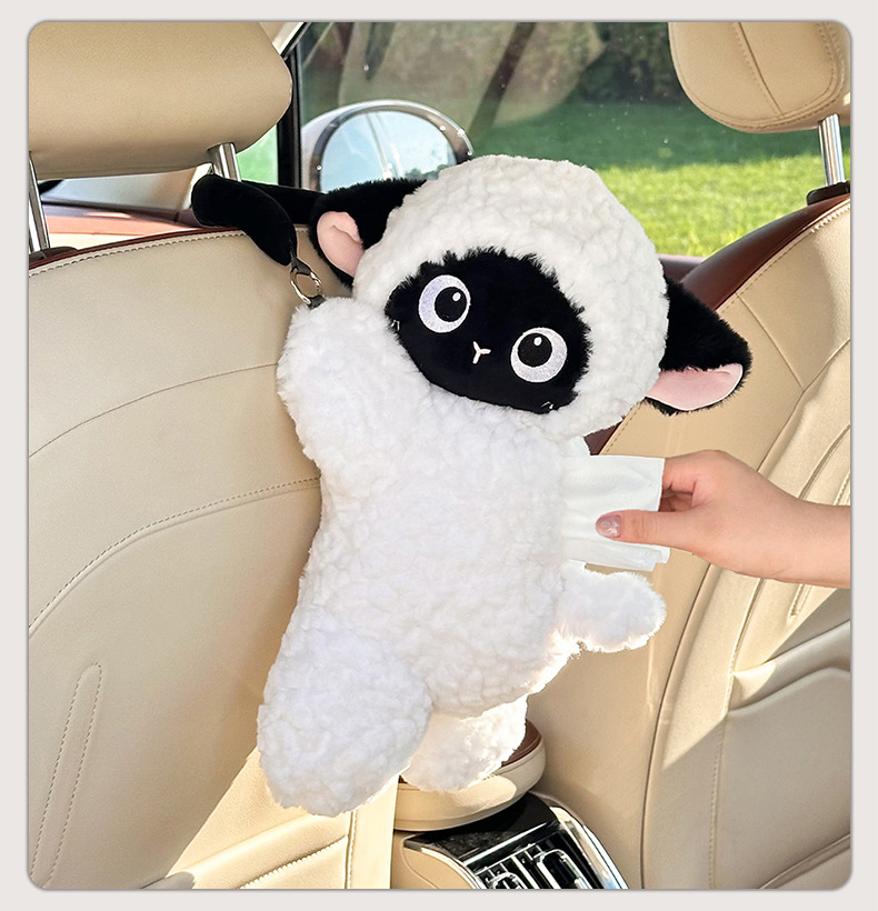 High-End Car Tissue Box, Cute Cartoon Car Multifunctional Tissue Hanging Bag, Internet Celebrity Creative Car Tissue Box