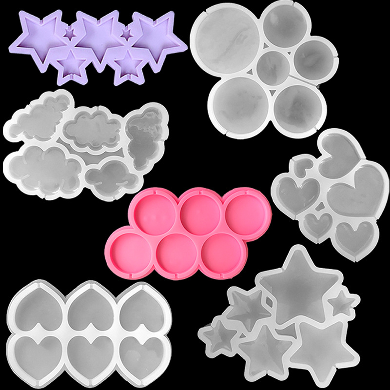 Round love star snowflake rose cloud drip glue lollipop mold diy chocolate cheese stick silicone mold