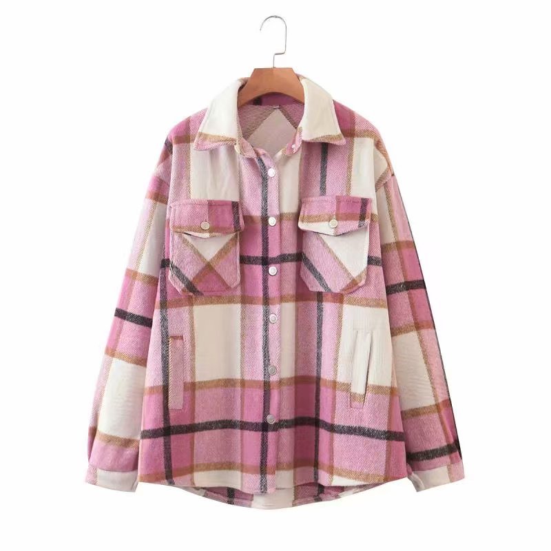 Women s Plaid Woolen Jacket 18 Colors nihaostyles clothing wholesale NSAM77789