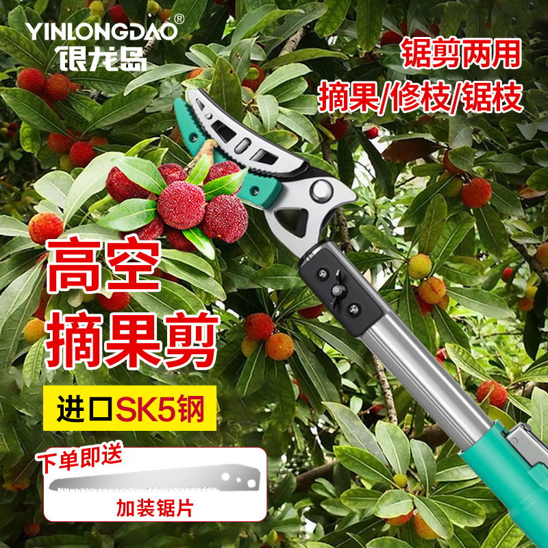 摘水果采摘枇杷花椒杨梅荔枝芒果摘果神器伸缩杆高空高枝修枝剪刀