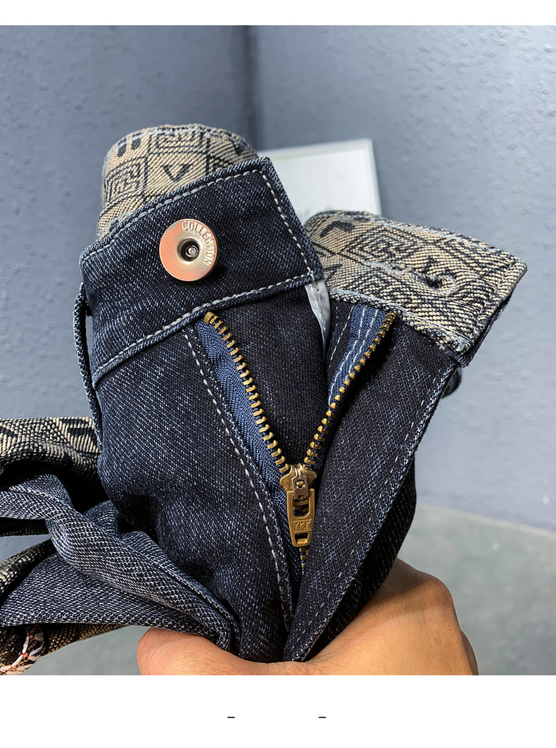 Men's Blue Straight Leg Jeans Comfortable Minimalist Fashion_voghion.com