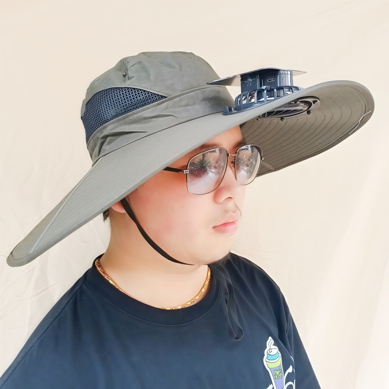 ソーラーファンキャップ釣り帽メンズアウトドア登山帽紫外線防止サンシェード漁師帽扇風機付き帽子|undefined