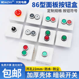 按钮开关控制面板盒墙壁暗装电梯风机启停加厚塑料户外防水款86型