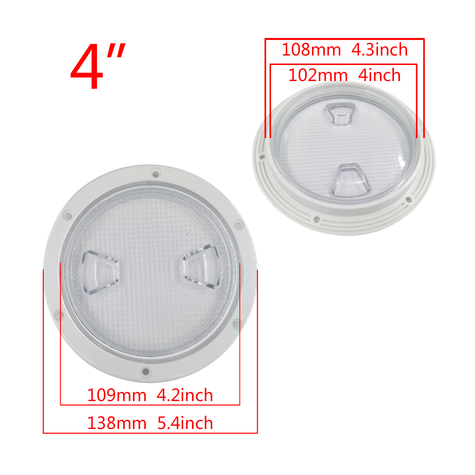 White transparent patterned deck plate 4 inches