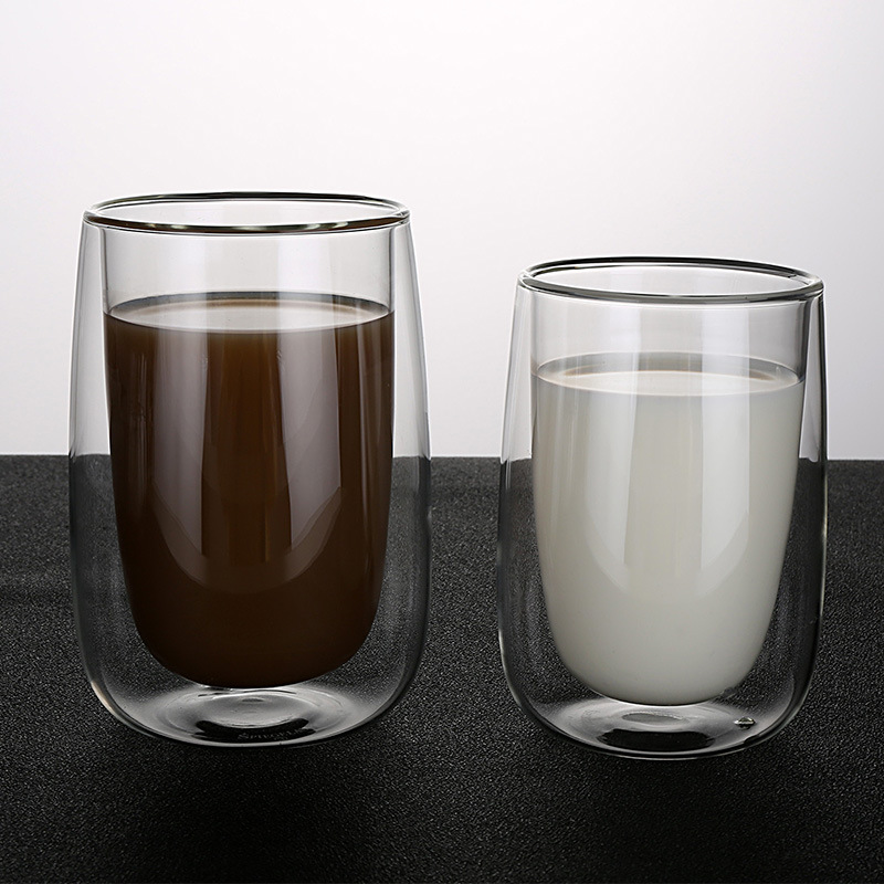 Taza de vidrio resistente al calor de doble capa Taza de café resistente al calor Taza de té Taza de leche Taza de aislamiento Taza de té Taza de flores Taza de agua simple