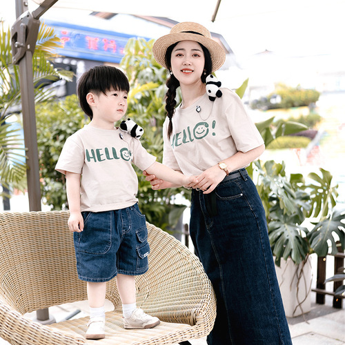 】Parent-child T-shirt summer baby boy mother-child outfit children brother and sister parent-child outfit short-sleeved family outfit mother-daughter outfit t