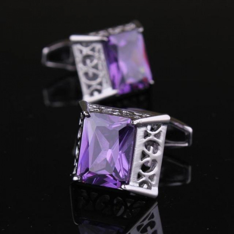 Big purple diamond cufflinks