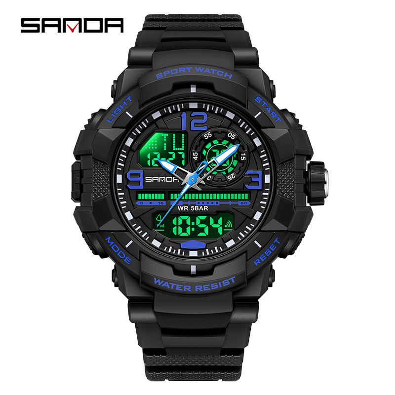 Sanda SANDA nuevo reloj electrónico para jóvenes montañismo moda luminoso reloj despertador impermeable 6130