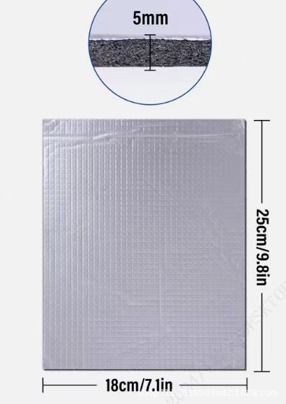 25*18cm Car Soundproofing Cotton Heat Insulation Cotton Aluminum Foil Shock Absorbing Pad Insulation Pad Silencer Cotton Cross-Border Dropshipping