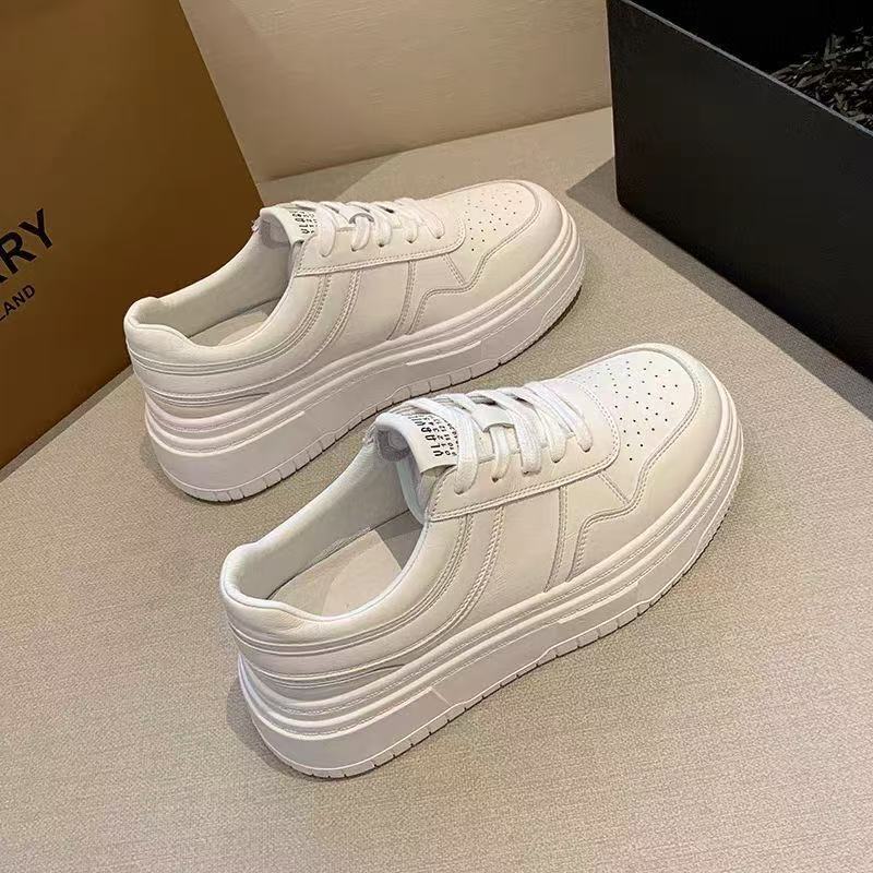 Small white shoes board shoes women's 2025 summer school new thick bottom increased lovers work sneaker