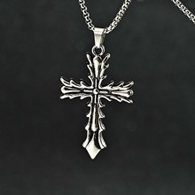 欧美爆款荆棘十字架复古嘻哈项链万圣节礼物跨境货源毛衣链批发