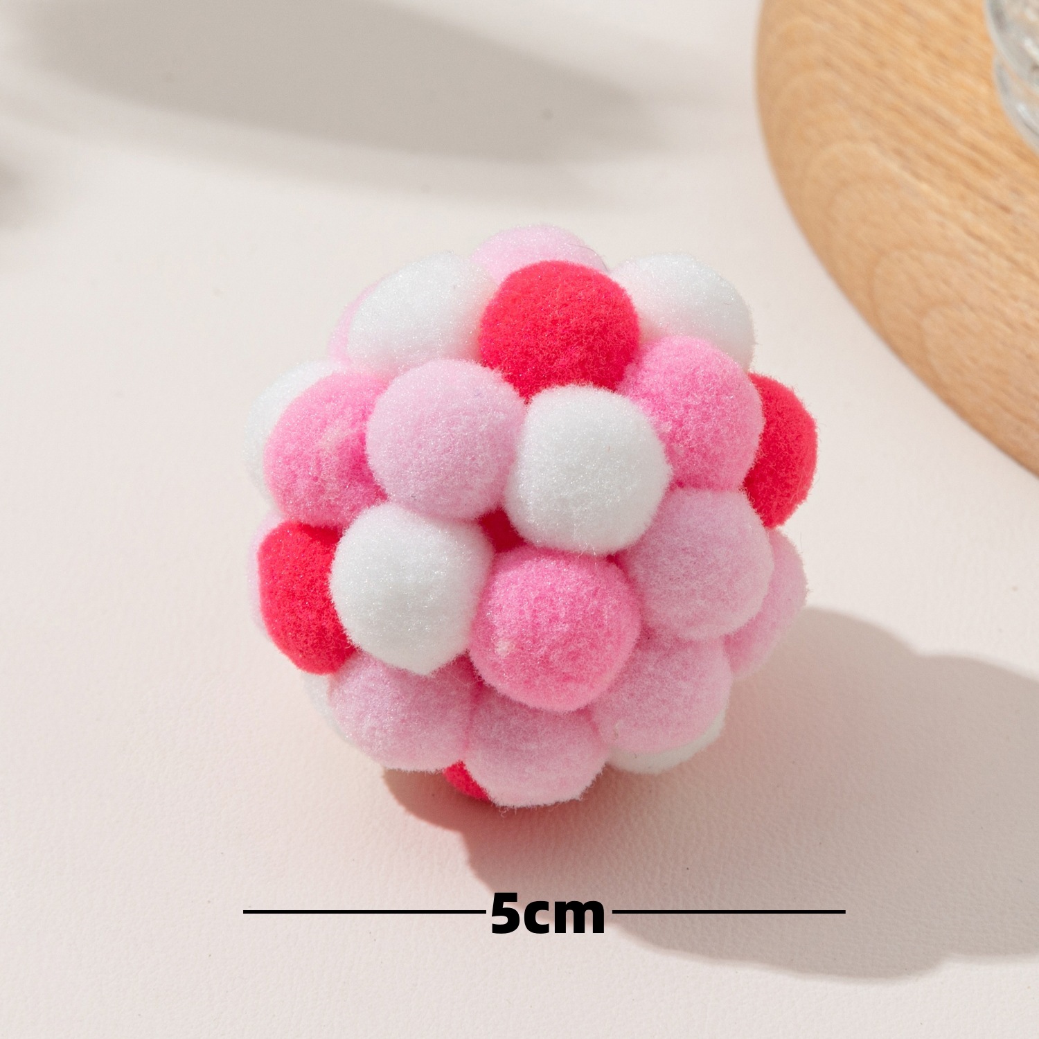 5CM 분홍색과 흰색 혼합 색상 고양이 볼