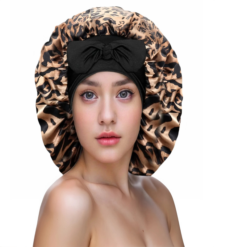 アマゾンの新しいファッションプリントリーマーナイトキャップ蝶ネクタイスカーフ帽子工場直販サテンヘアケア帽子|undefined